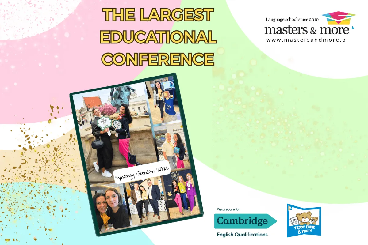 Board reading The largest educational conference with photos from Synergy Garden 2026