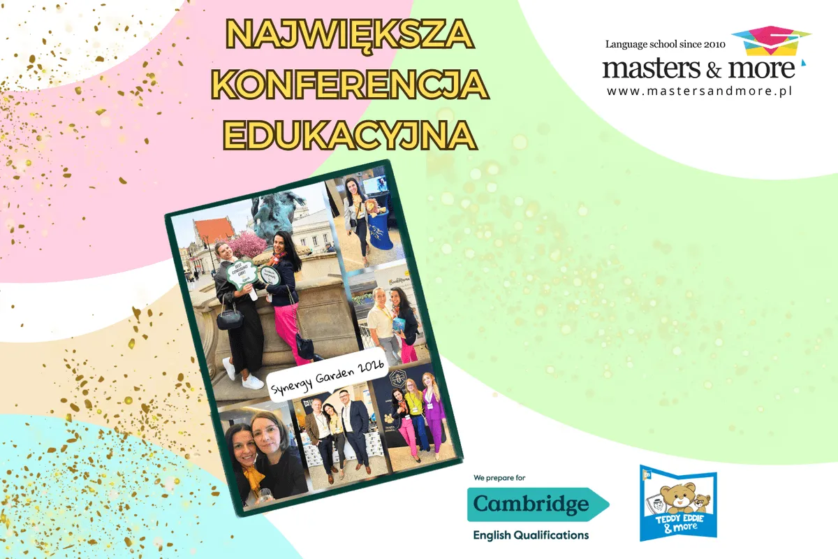 Plansza z napisem Największa konferencja edukacyjna i zdjęciami z Synergy Garden 2026
