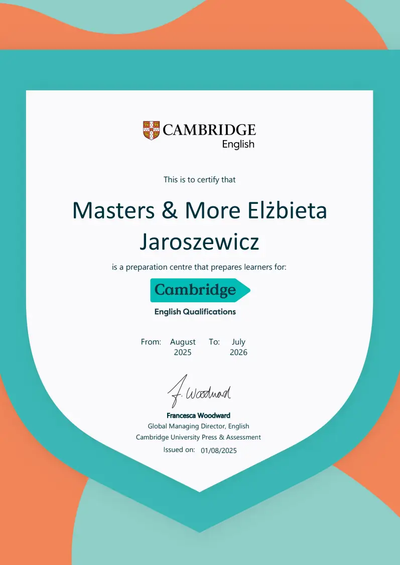 Master and more cambridge cerfication 2025